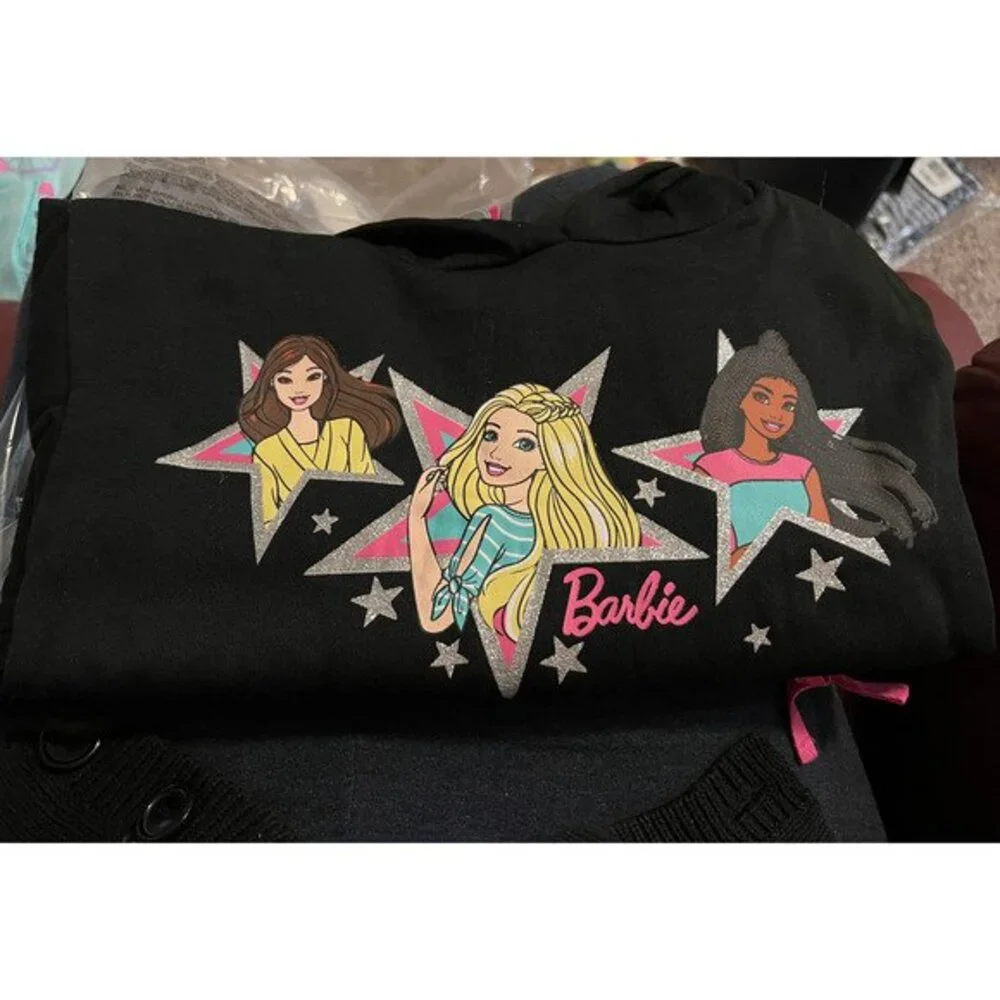 Barbie Girls Size 5 2-Piece Fleece Hoodie Set, Black Hoodie + Pants - Picture 4 of 5